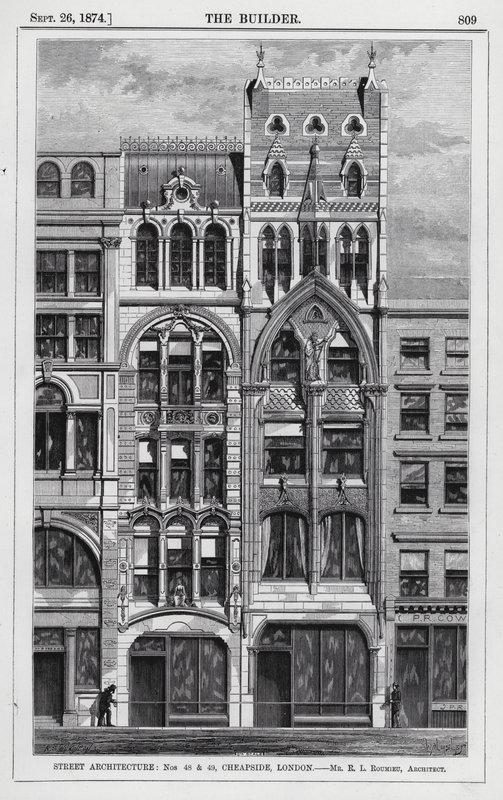 Sokak Mimarisi, Nos 48 ve 49, Cheapside, Londra (gravür) by English School