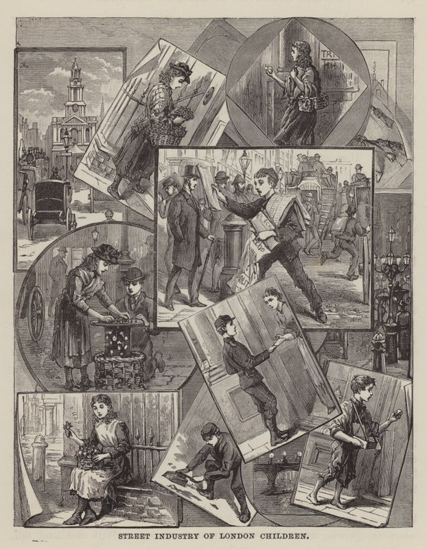 Londra Çocuklarının Sokak Endüstrisi (gravür) by English School