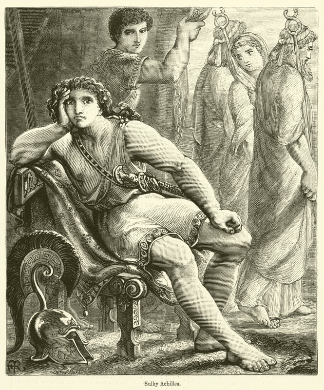 Sulky Achilles (gravür) by English School