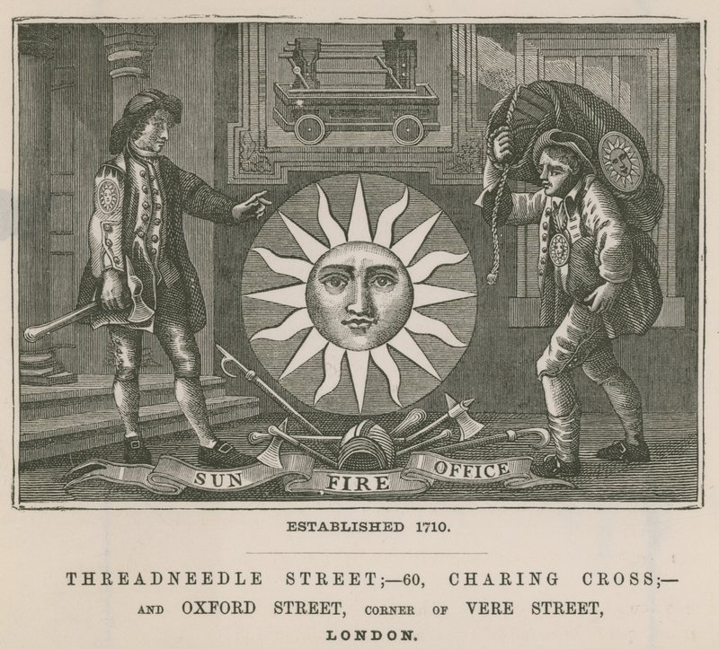 Sun Fire Office, Threadneedle Street, 60 Charing Cross ve Oxford Street, Londra by English School