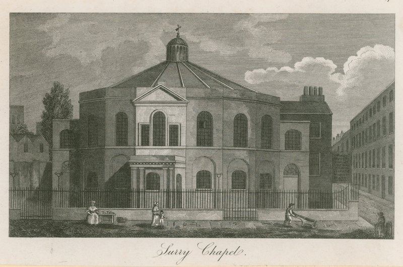 Surrey Şapeli, Blackfriars Yolu, Southwark (Rowland Hills Şapeli) by English School