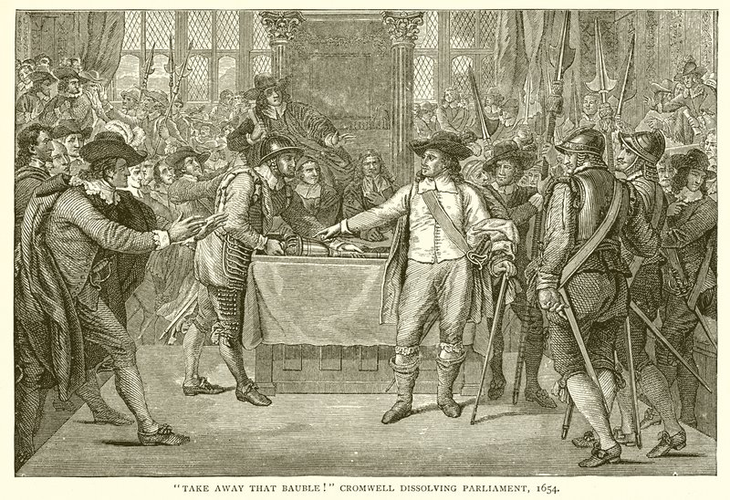 O önemsiz şeyi götürün! Cromwell Parlamentoyu feshetti, 1654 by English School