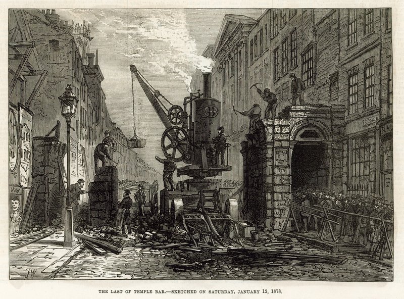 Temple Bar, Londra. Yıkım, 12 Ocak 1878 by English School