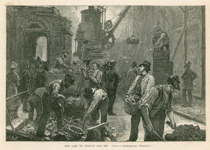 Temple Bar, Londra, Yıkım, 1877 by English School