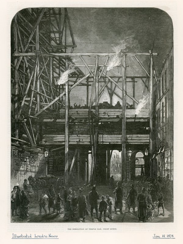 Temple Bar, Londra. yıkım, 1878 by English School