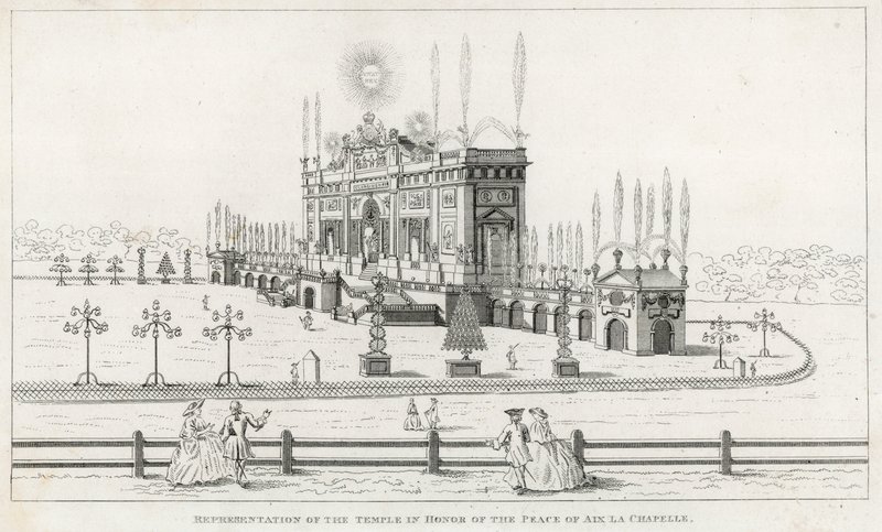 Aix la Chapelle Barışı onuruna tapınak 1749 by English School