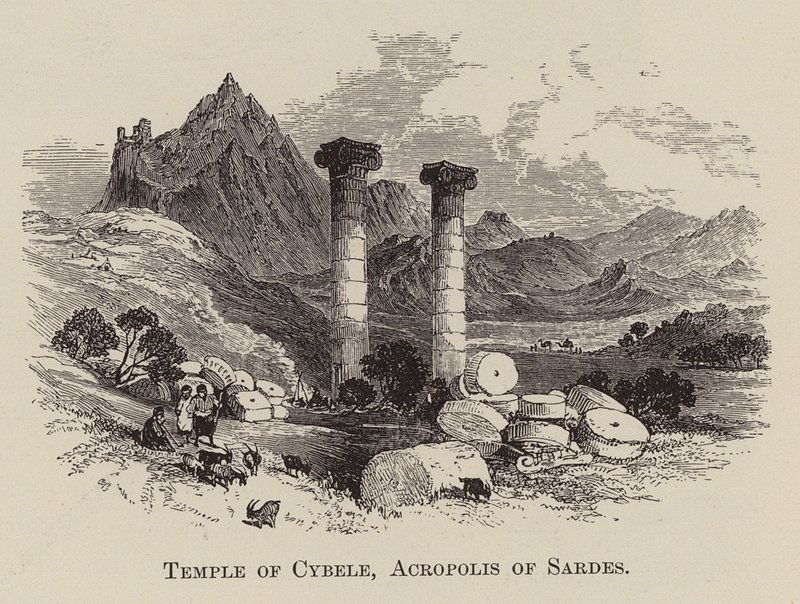 Kibele Tapınağı, Sardes Akropolü (gravür) by English School