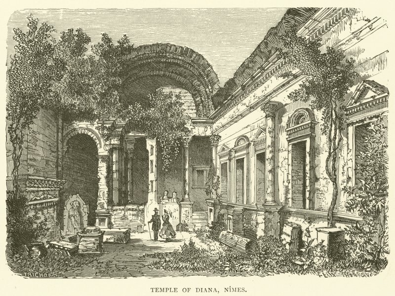 Diana Tapınağı, Nimes (gravür) by English School