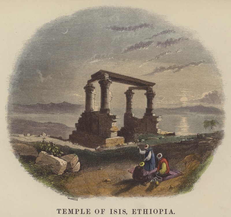 İsis Tapınağı, Etiyopya (renkli gravür) by English School