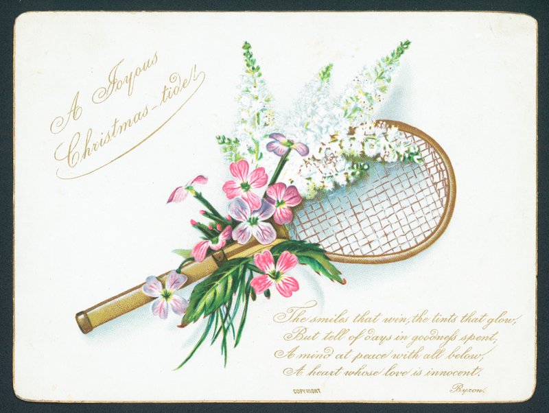 Tenis Raketi ve Çiçekler, Noel Kartı. by English School