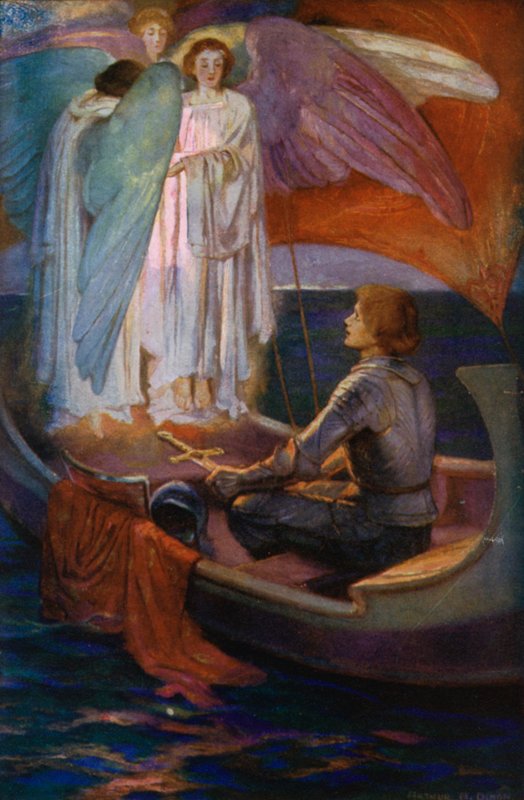 Tennyson Şiiri: Sir Galahad (renkli taş) by English School