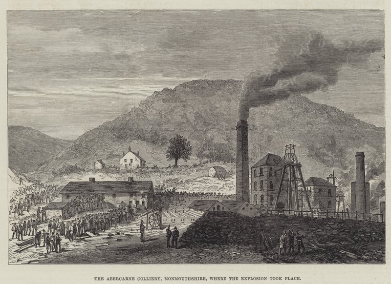 Patlamanın gerçekleştiği Abercarne Colliery, Monmouthshire (gravür) by English School