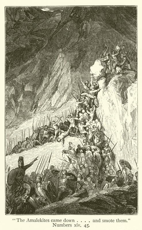 "Amalekliler indiler... ve onları vurdular", Numbers, xiv, 45 (gravür) by English School