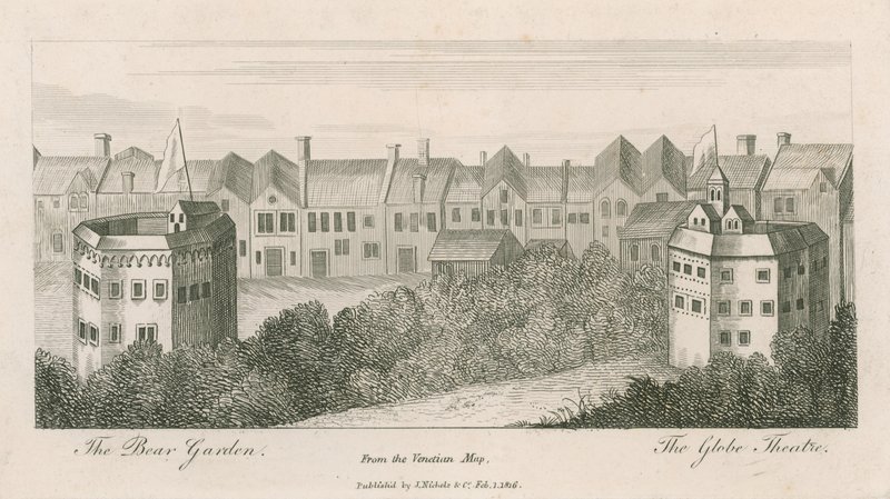 Ayı Bahçesi ve Küre, Bankside, Londra, Venedik Haritasından by English School