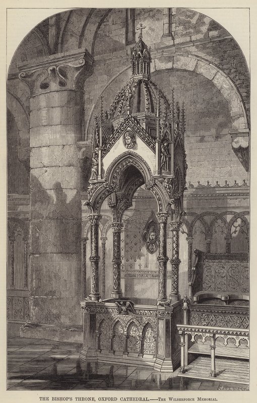 Piskopos Tahtı, Oxford Katedrali, Wilberforce Anıtı (gravür) by English School