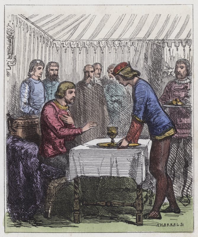 Kara Prens ve Fransa Kralı (renkli gravür) by English School