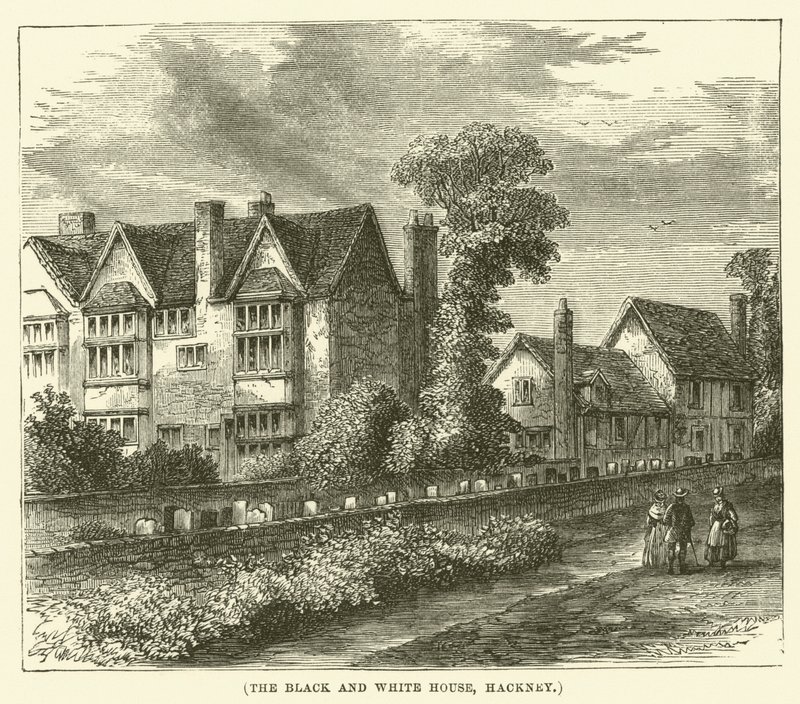 Siyah Beyaz Ev, Hackney (gravür) by English School