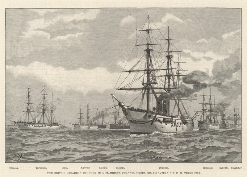 Tümamiral Sir ER Fremantle (gravür) altında Mozambik Kanalı