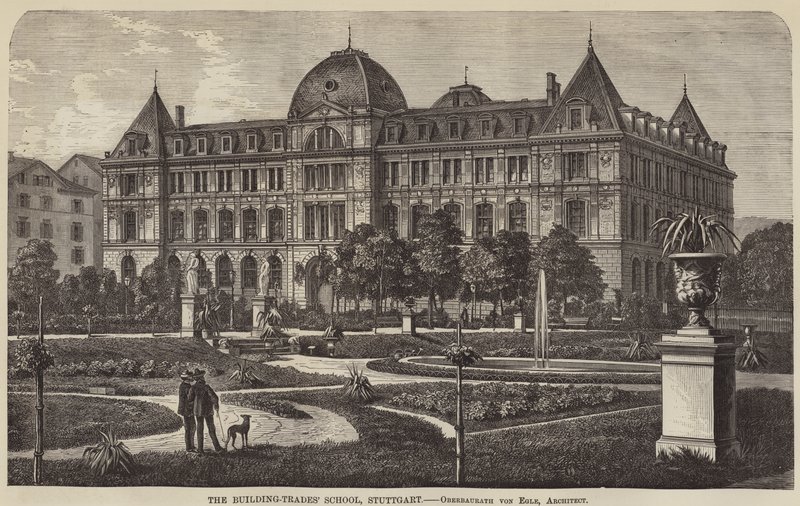 Yapı-Ticaret Okulu, Stuttgart (gravür) by English School