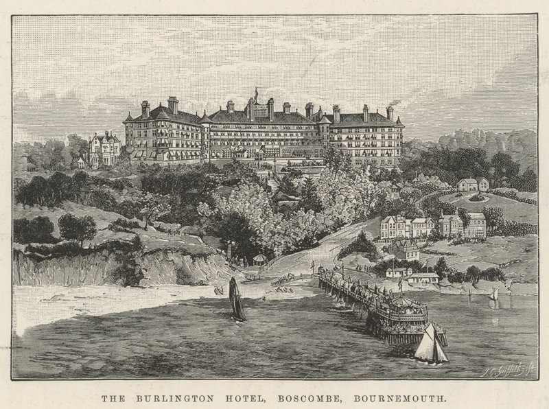 Burlington Hotel, Boscombe, Bournemouth (gravür) by English School