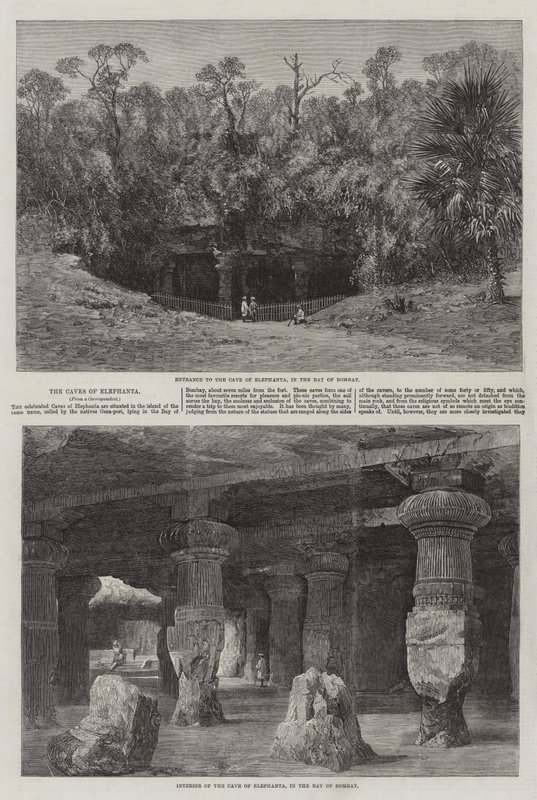 Elephanta Mağaraları (gravür) by English School