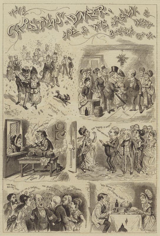 Noel Yemeği, Nasıl Çalındığı ve Neye Dönüştüğü (gravür) by English School