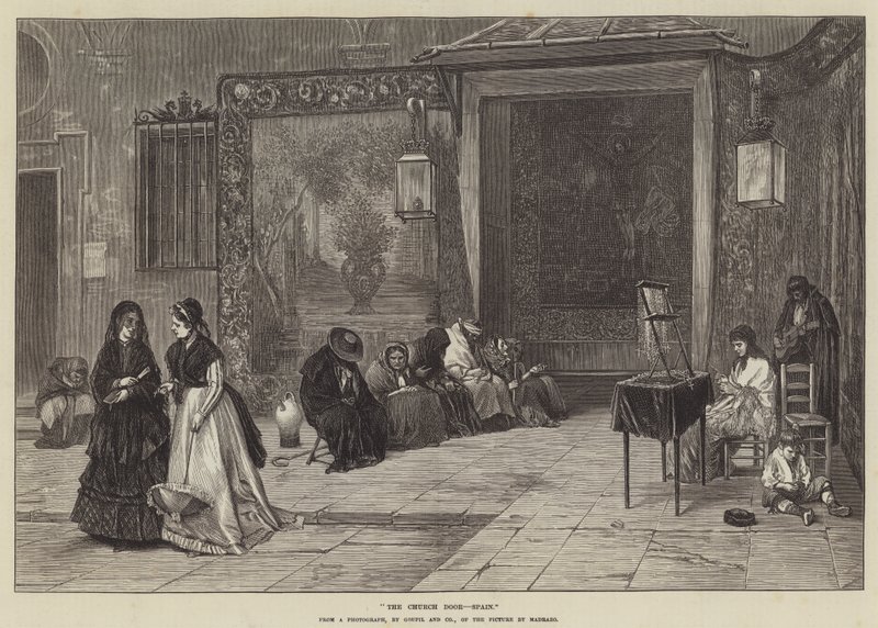 Kilise Kapısı, İspanya (gravür) by English School