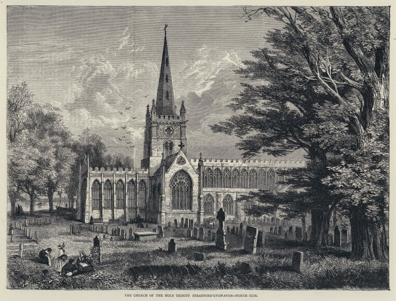 Holy Trinity Kilisesi, Stratford-upon-Avon, Kuzey Tarafı (gravür) by English School