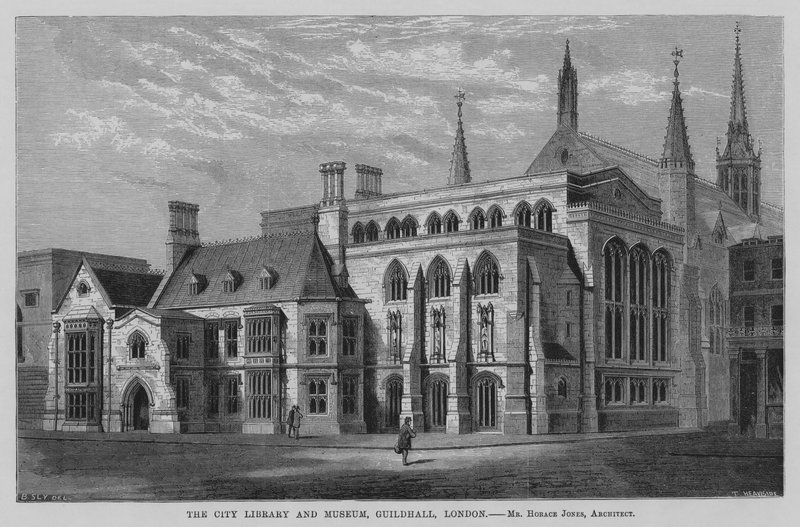 Şehir Kütüphanesi ve Müzesi, Guildhall, Londra (gravür) by English School