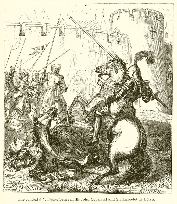 Sir John Copeland ve Sir Lancelot de Lorris arasındaki Savaş ve Dövüş by English School