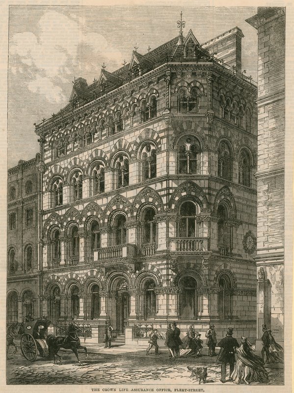 The Crown Life Assurance Office, Fleet Street, Londra by English School
