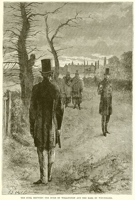 Wellington Dükü ve Winchelsea Kontu arasındaki Düello by English School