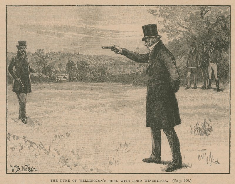 Wellington Dükü, Lord Winchilsea ile düello yapıyor by English School