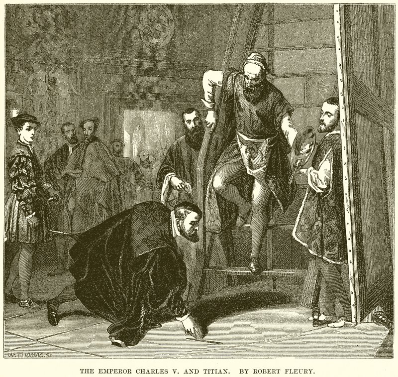 İmparator Charles V ve Titian. Robert Fleury tarafından by English School