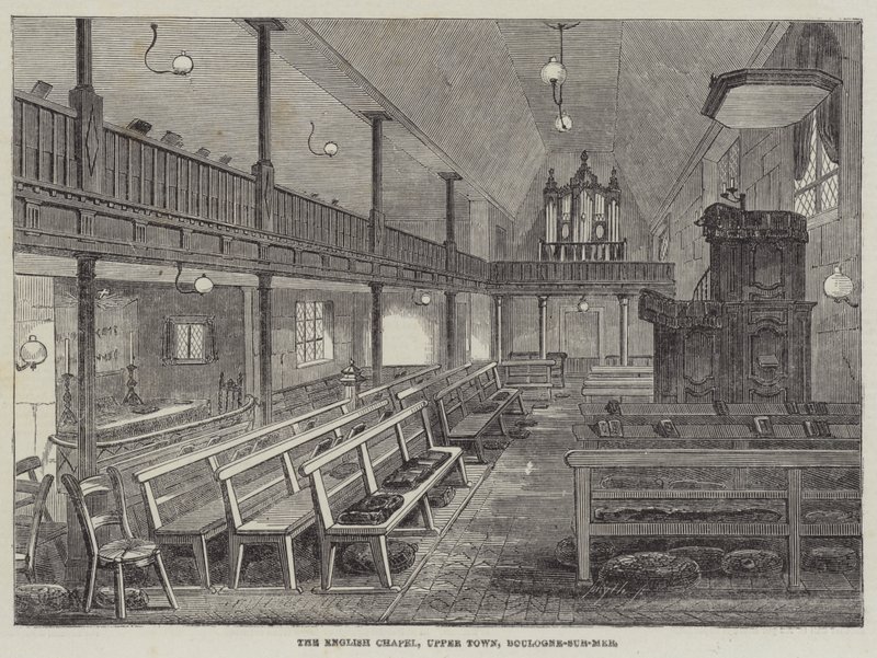 İngiliz Şapeli, Yukarı Şehir, Boulogne-sur-Mer (gravür) by English School