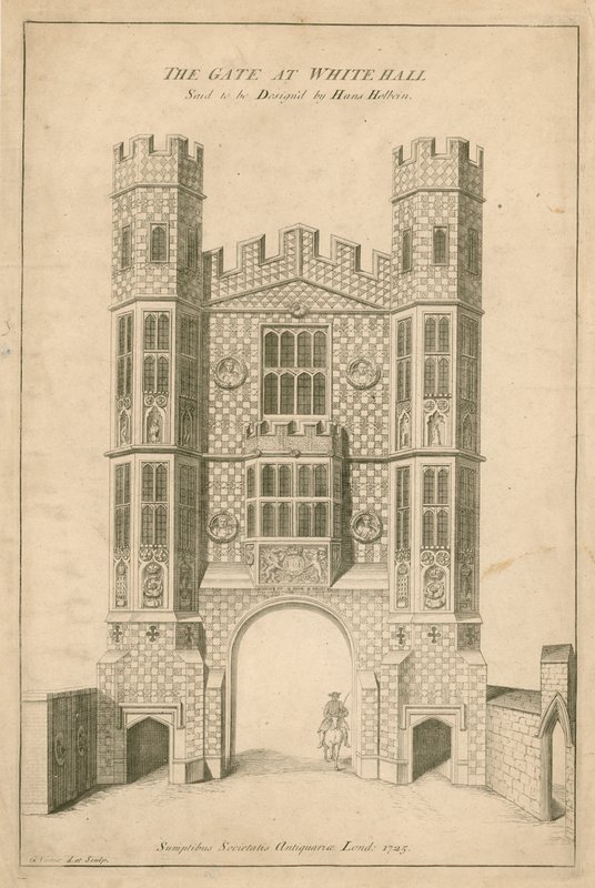 Whitehall'daki Kapı. Hans Holbein tarafından tasarlandığı söyleniyor by English School