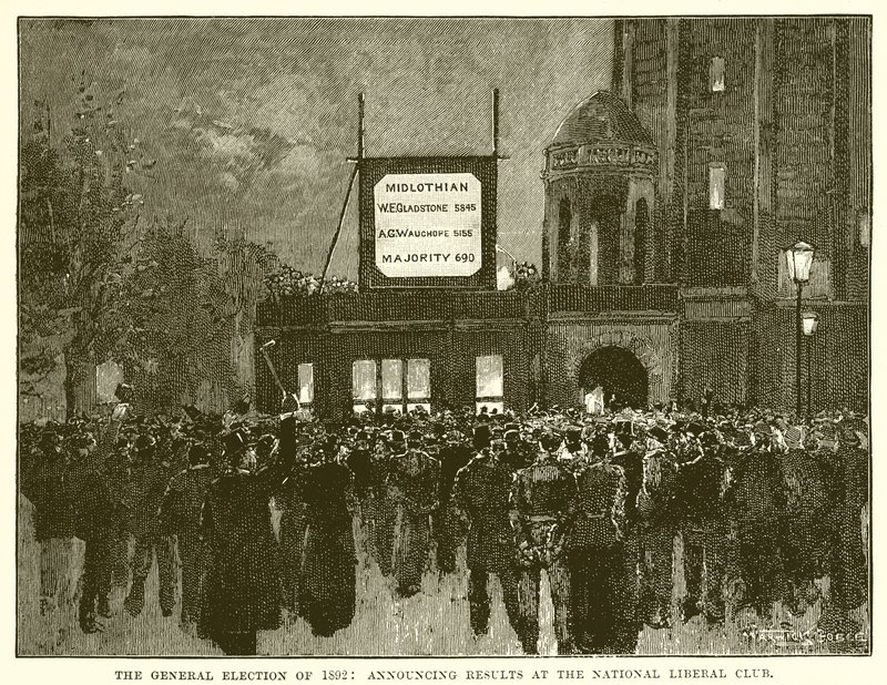 1892 Genel Seçimi: Ulusal Liberal Kulüpte Sonuçların Açıklanması by English School
