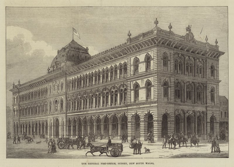 Genel Postane, Sidney, Yeni Güney Galler (gravür) by English School