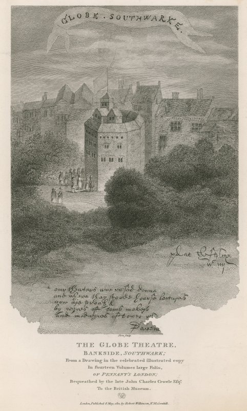 The Globe Theatre, Bankside, Southwark, Londra by English School