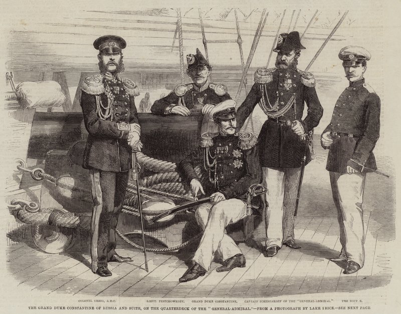 Rusya Büyük Dükü Konstantin ve Suite, "General-Amiral"in Quartergüvertinde by English School