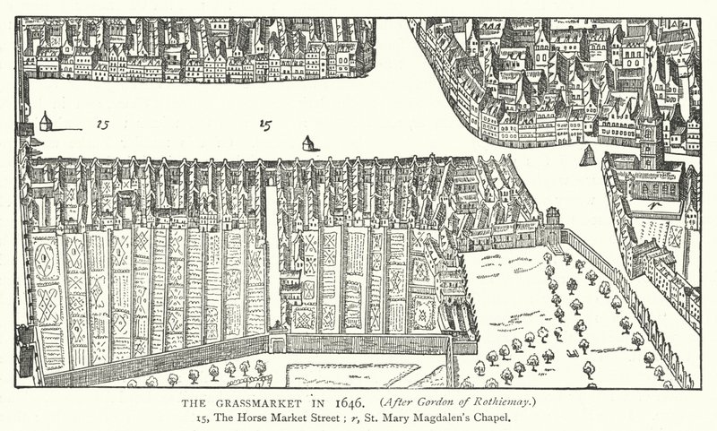 1646 yılında Grassmarket (gravür) by English School