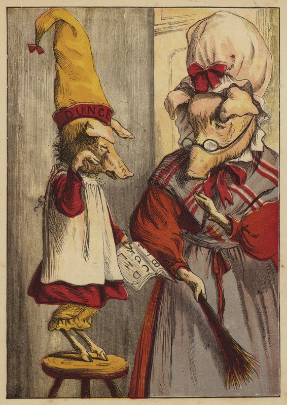 Beş Küçük Domuzun Tarihi (renkli gravür) by English School