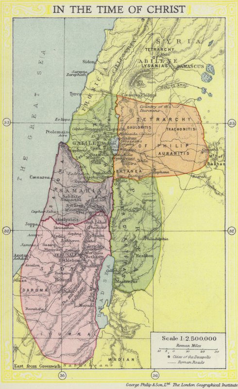 Mesih zamanında Kutsal Topraklar (renkli taş) by English School