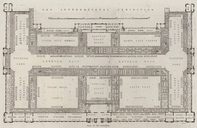 Uluslararası Sergi, Galerilerin Planı (gravür) by English School