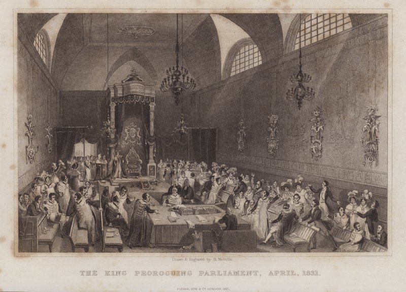 Kral Proroguing Parlamento, Nisan 1831 (gravür) by English School