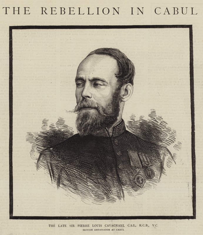 Geç Sir Pierre Louis Cavagnari, CSI, KCB, VC (gravür) by English School
