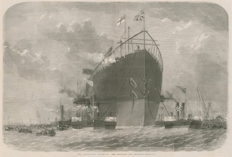 Leviathan, Deptford açıklarında demirlemesine çekildi. by English School