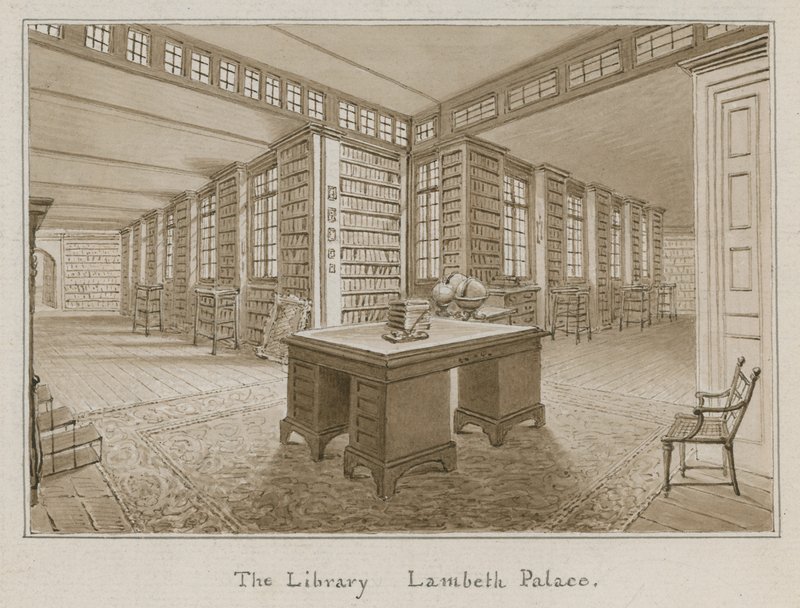The Library, Lambeth Palace, Londra (kağıt üzerinde wc) by English School
