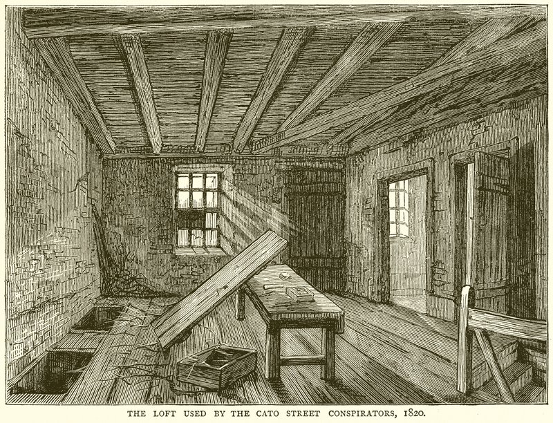 Cato Sokağı Komplocuları tarafından kullanılan Çatı Katı, 1820 by English School