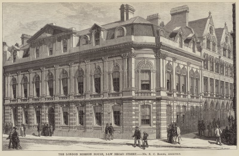London Mission House, New Broad Street (gravür) by English School